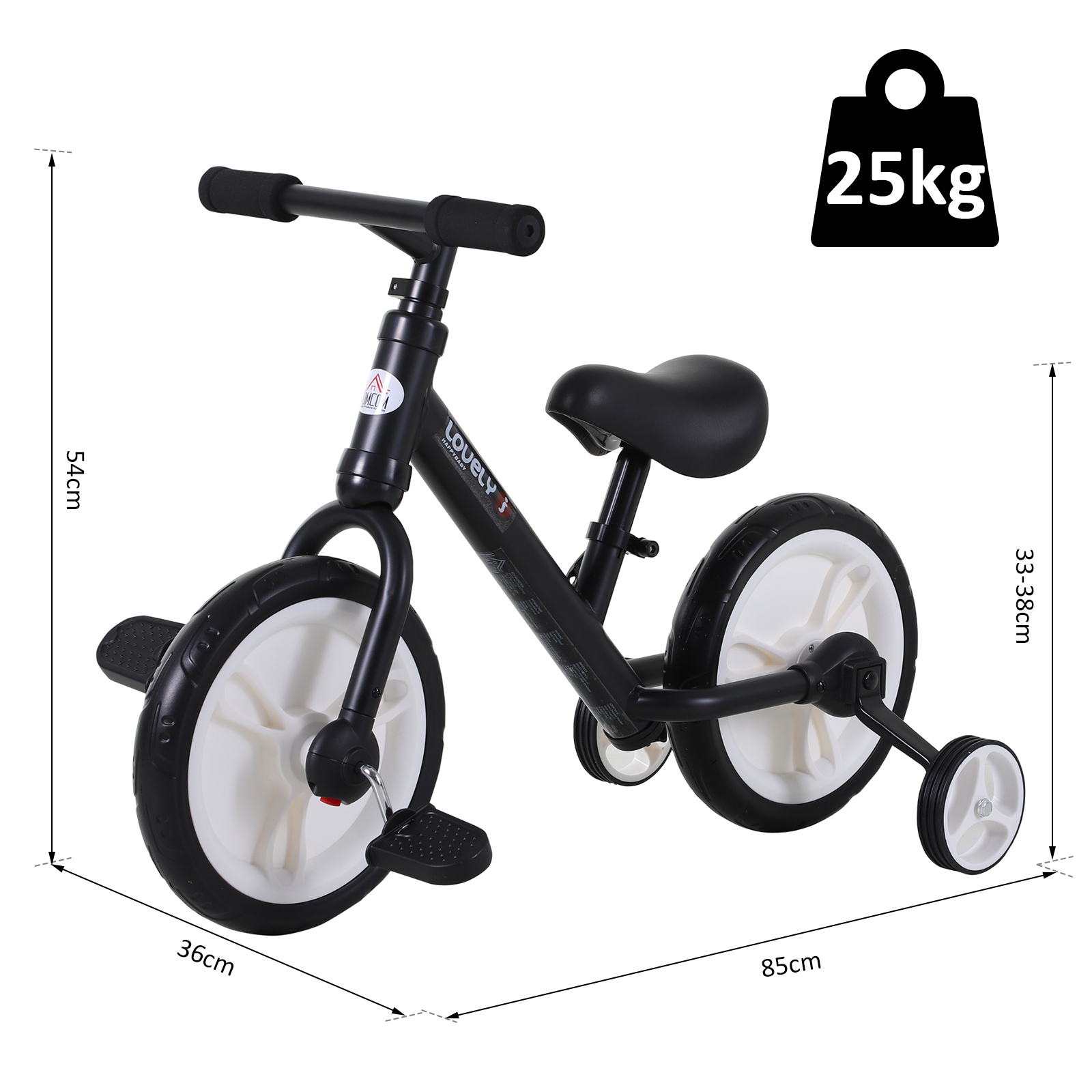 Kids Balance Training Bike Toy w/ Stabilizers Suitable For Child 25